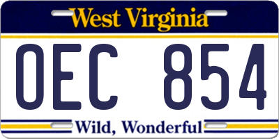 WV license plate OEC854