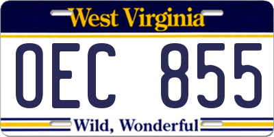 WV license plate OEC855