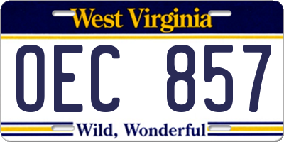 WV license plate OEC857