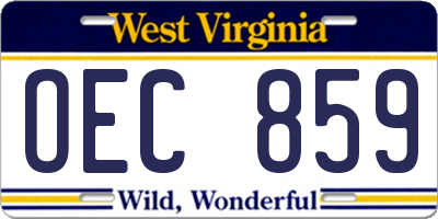 WV license plate OEC859