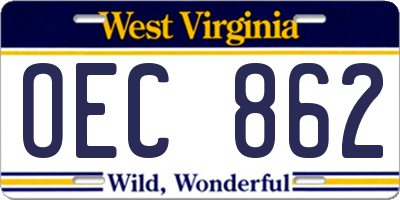 WV license plate OEC862