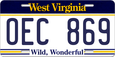 WV license plate OEC869