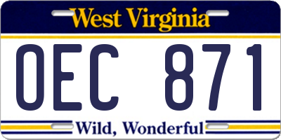 WV license plate OEC871