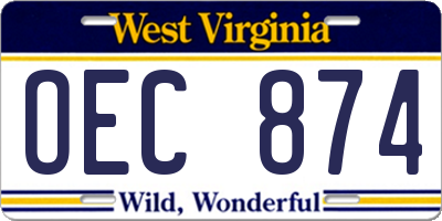 WV license plate OEC874