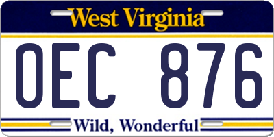 WV license plate OEC876