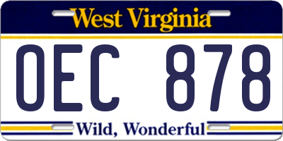 WV license plate OEC878