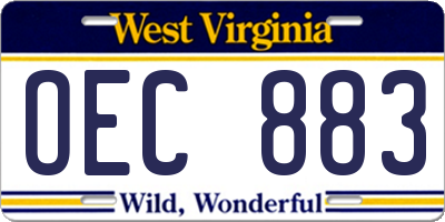 WV license plate OEC883