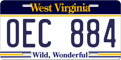 WV license plate OEC884