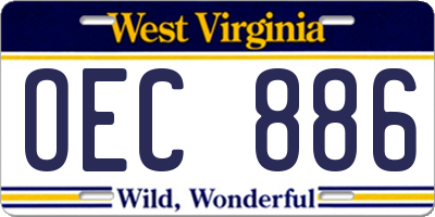 WV license plate OEC886