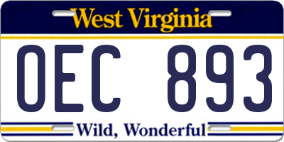 WV license plate OEC893