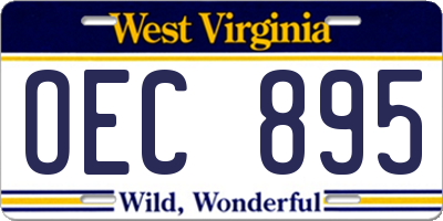 WV license plate OEC895