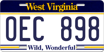 WV license plate OEC898
