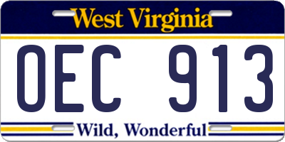 WV license plate OEC913