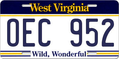 WV license plate OEC952