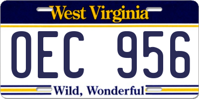 WV license plate OEC956