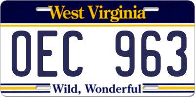 WV license plate OEC963