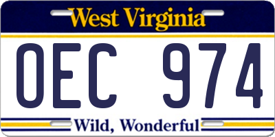 WV license plate OEC974