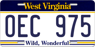 WV license plate OEC975