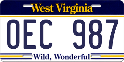 WV license plate OEC987