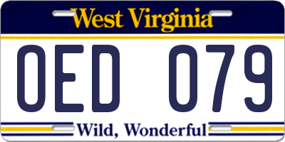 WV license plate OED079
