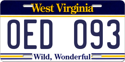 WV license plate OED093