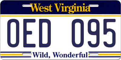 WV license plate OED095