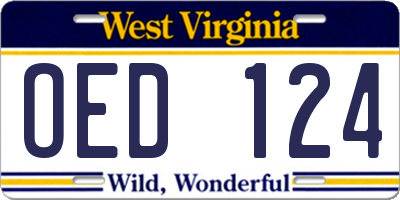 WV license plate OED124