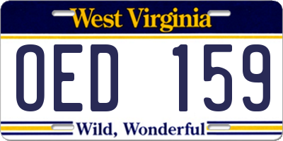 WV license plate OED159