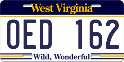 WV license plate OED162