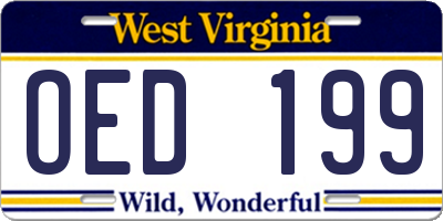 WV license plate OED199