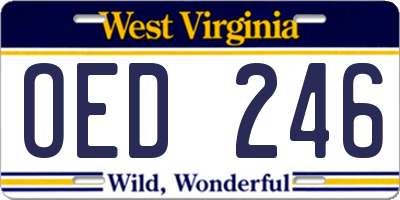 WV license plate OED246