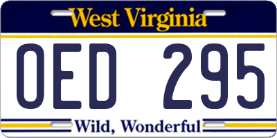 WV license plate OED295