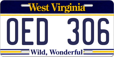 WV license plate OED306