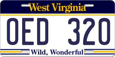 WV license plate OED320