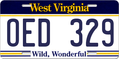 WV license plate OED329