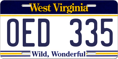 WV license plate OED335