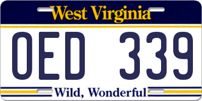 WV license plate OED339