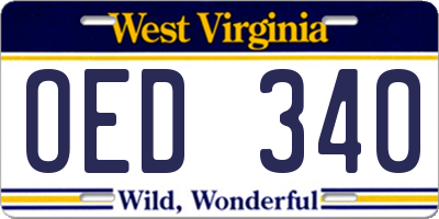 WV license plate OED340