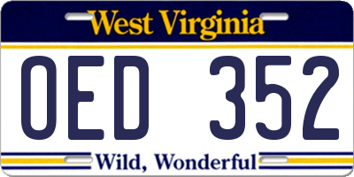 WV license plate OED352