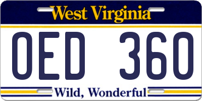 WV license plate OED360