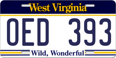WV license plate OED393