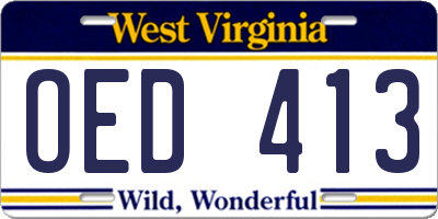 WV license plate OED413