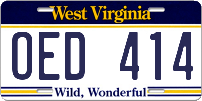 WV license plate OED414