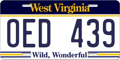 WV license plate OED439