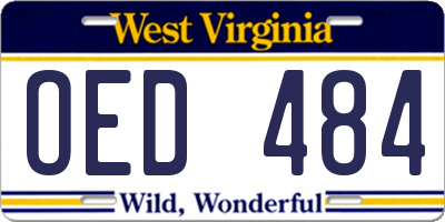 WV license plate OED484