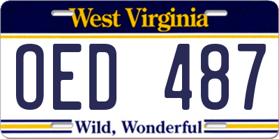 WV license plate OED487