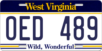 WV license plate OED489