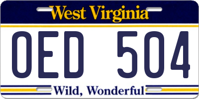 WV license plate OED504