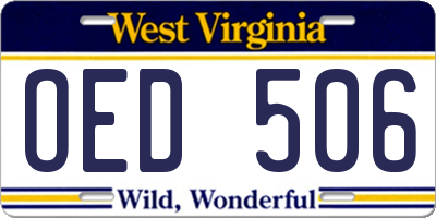 WV license plate OED506