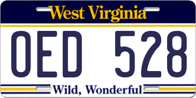 WV license plate OED528